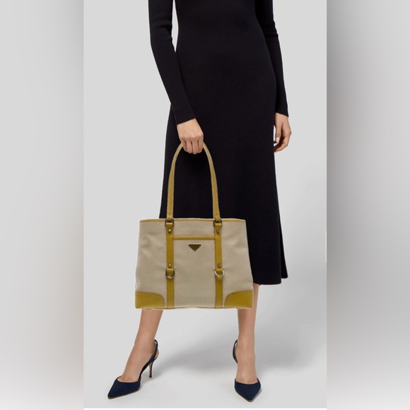 Prada Handbags - Authentic Prada Tan and Brown Women's Tote Bag, EUC